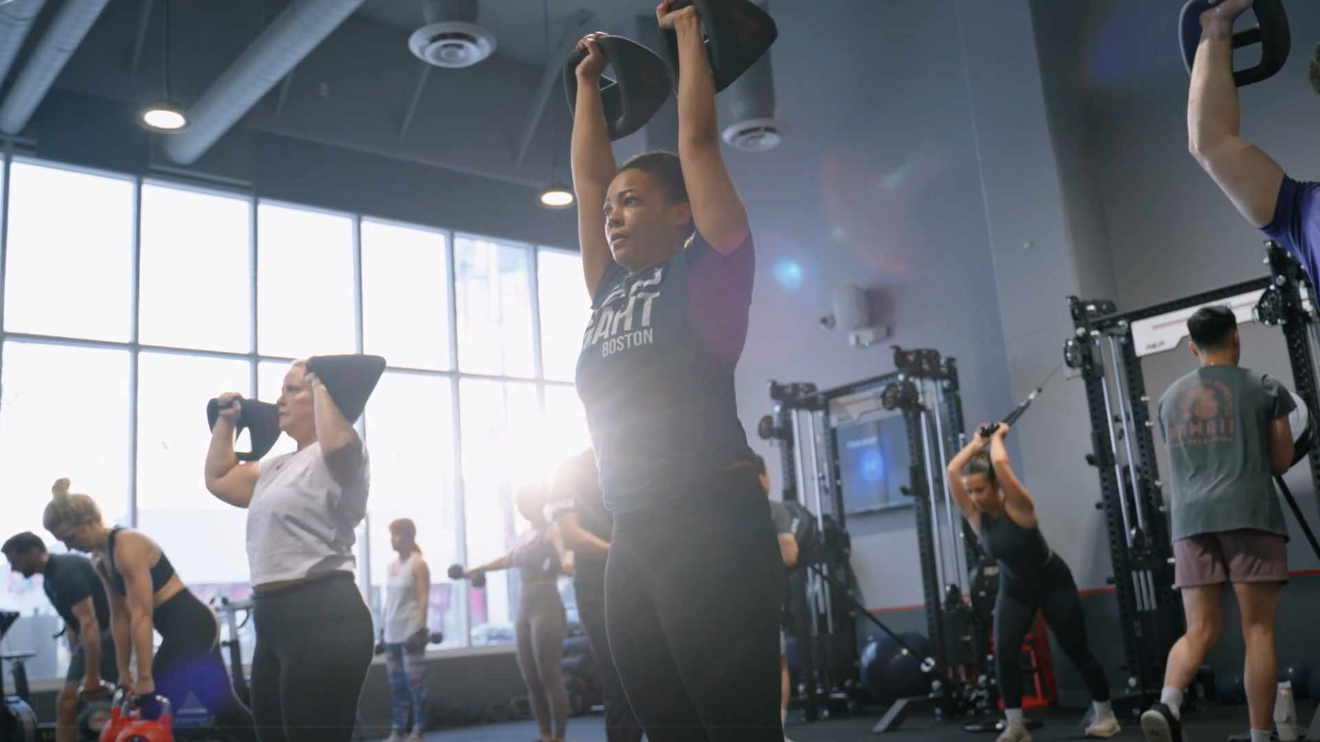 Members enjoying group training Downtown LA at F45 DTLA